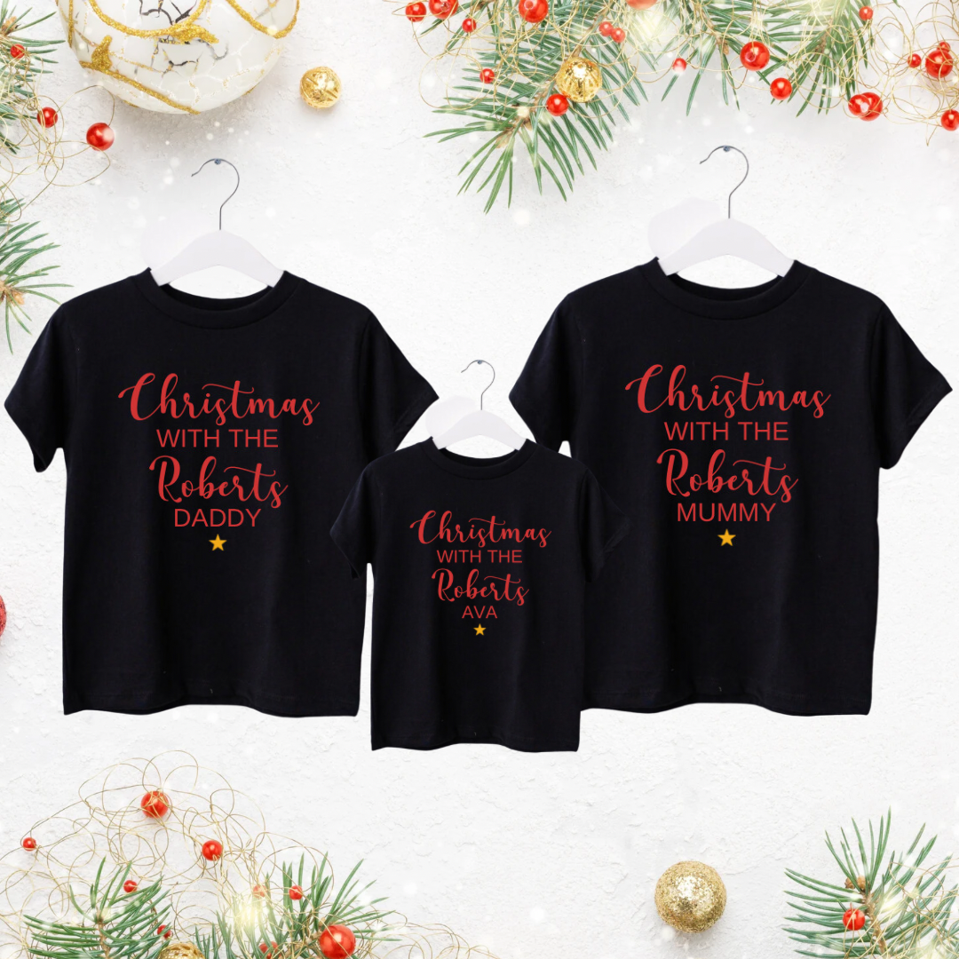 Personalised Family Matching Christmas T Shirts