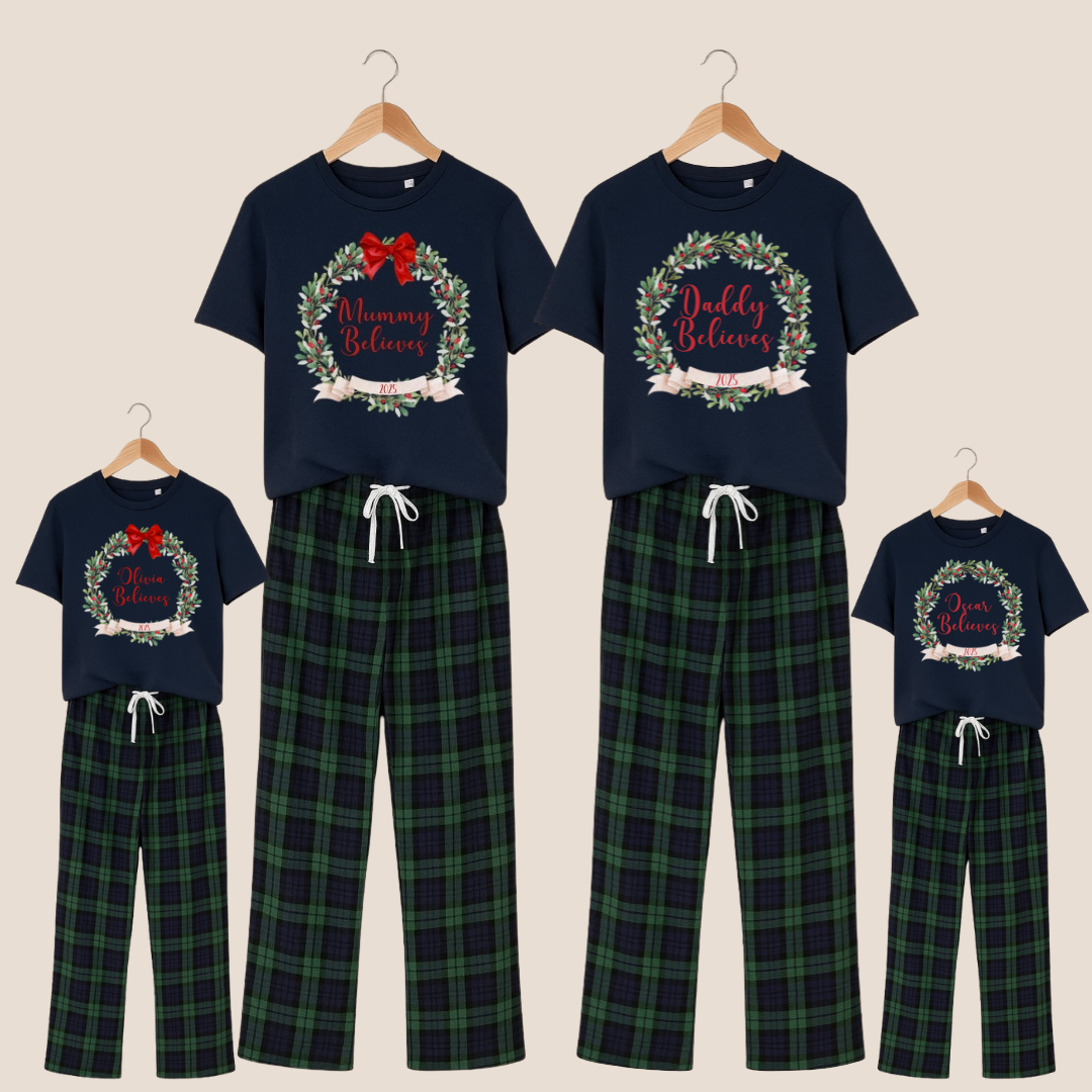 Family Matching Christmas Wreath Pyjamas