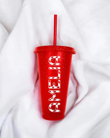 Personalised Red Glitter Cold Cup