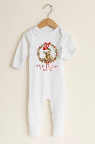 Personalised Christmas Bear Rompersuit