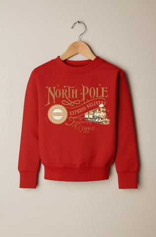 Personalised Red North Pole Jumper