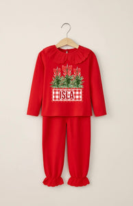 Personalised Red Frilled Pyjamas