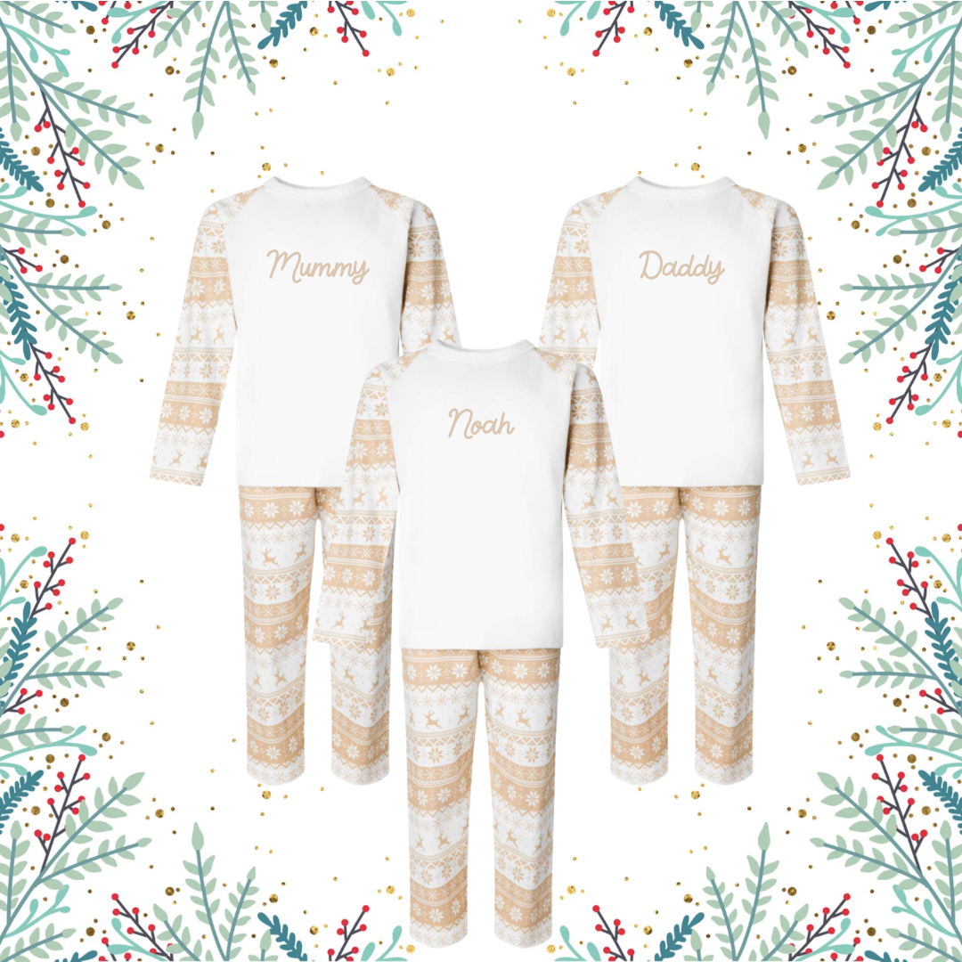Adults Personalised Neutral Christmas Pyjamas