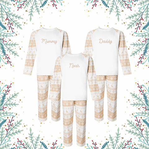 Adults Personalised Neutral Christmas Pyjamas