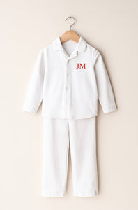 Embroidered White Classic Pyjamas
