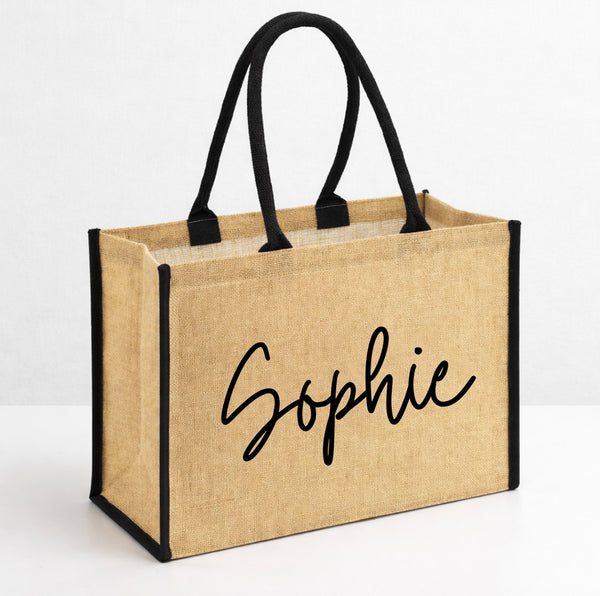 Personalised Black Contrast Tote Bag