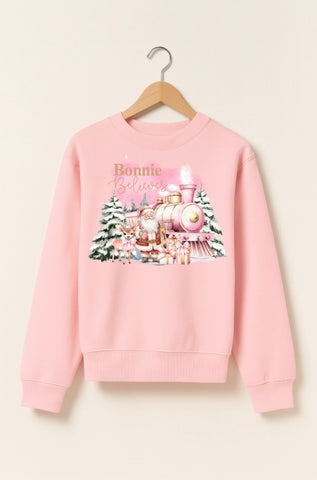 Personalised Pink Train Jumper