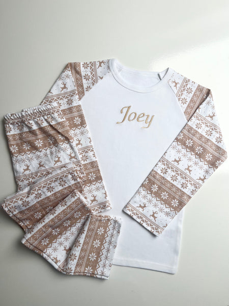 Personalised Neutral Christmas Pyjamas