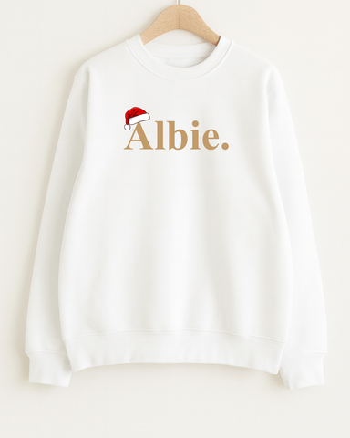Personalised Santa Hat Sweatshirt in White