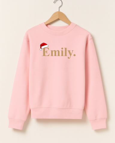 Personalised Santa Hat Sweatshirt in Pink