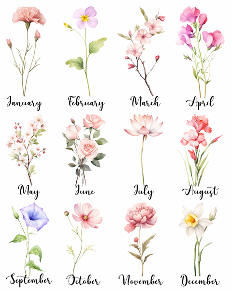 Personalised Birth Flower Key Ring