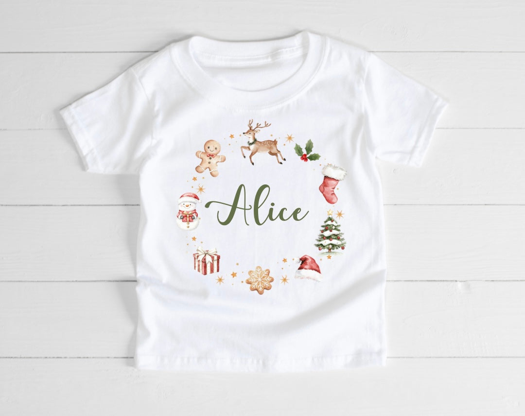 Personalised Christmas Wreath T-Shirt