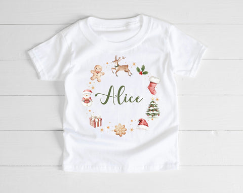 Personalised Christmas Wreath T-Shirt