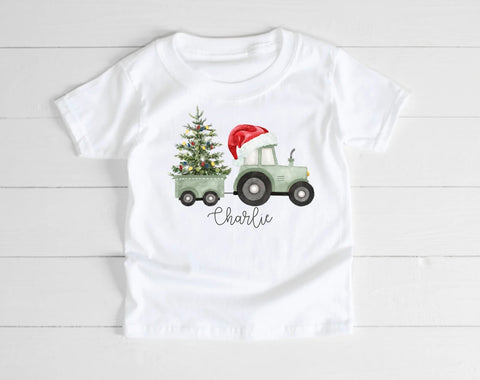 Personalised Christmas Tractor T-Shirt