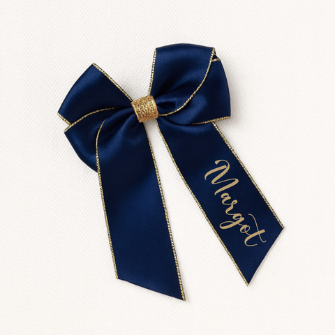 Personalised Navy Glitter Hair Bow