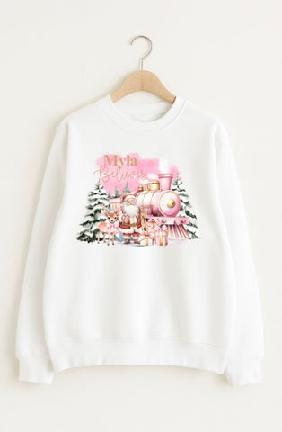 Personalised White Train Jumper