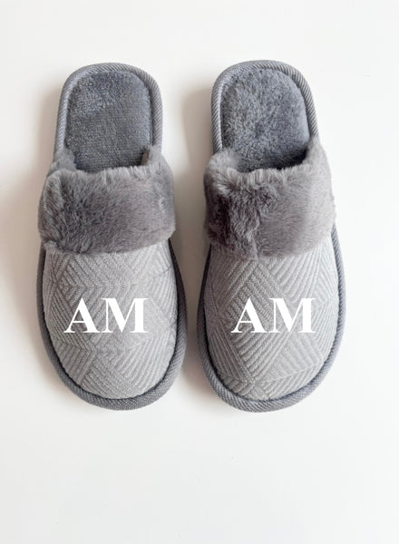 Personalised Grey Slippers