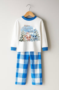 Personalised Blue Christmas Train Pyjamas