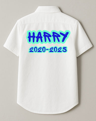 Personalised Blue Graffiti Leavers Shirt