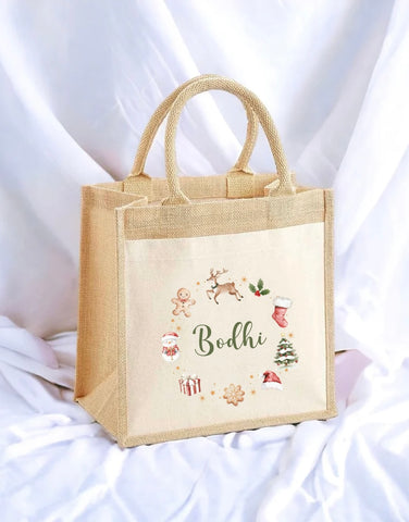 Personalised Christmas Wreath Tote Bag