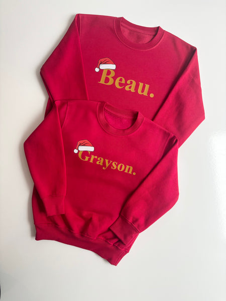 Personalised Santa Hat Sweatshirt in Red