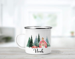 Personalised Christmas Truck Enamel Mug