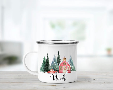 Personalised Christmas Truck Enamel Mug