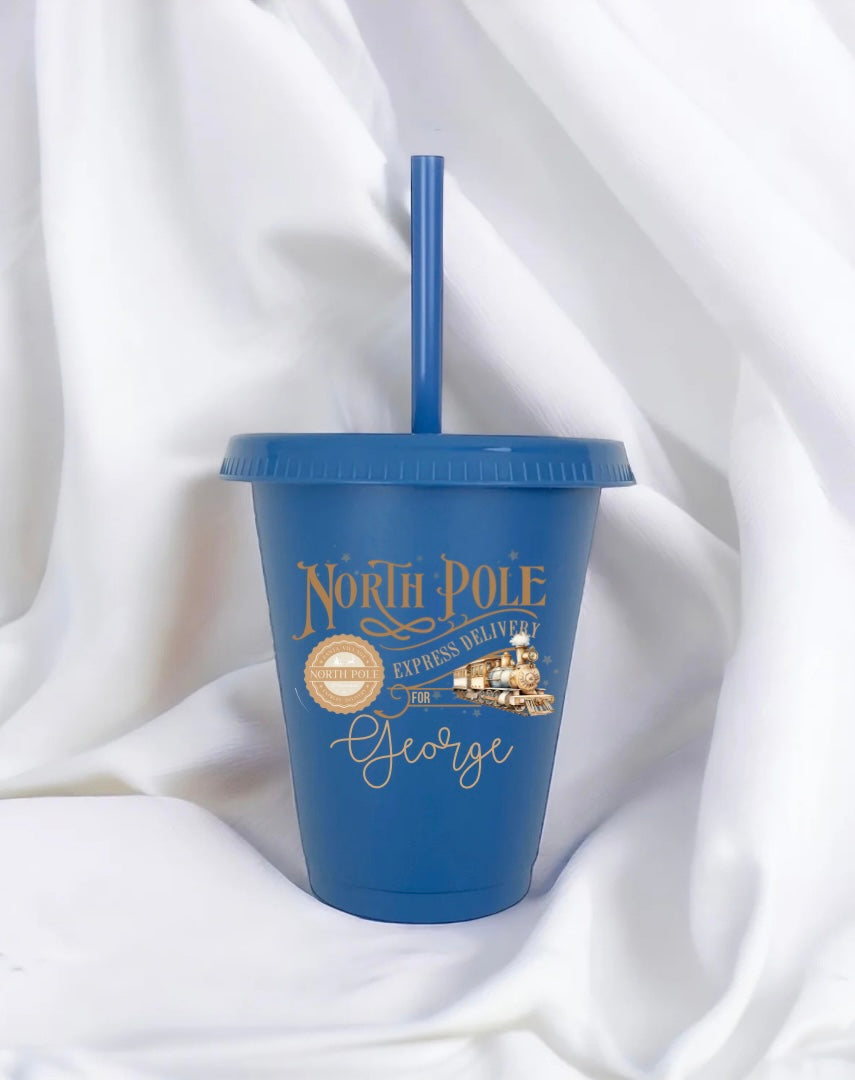 Personalised Navy North Pole Cold Cup