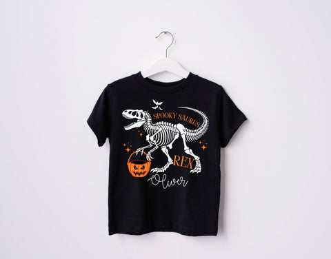 Personalised Black Spookysaurus T-Shirt