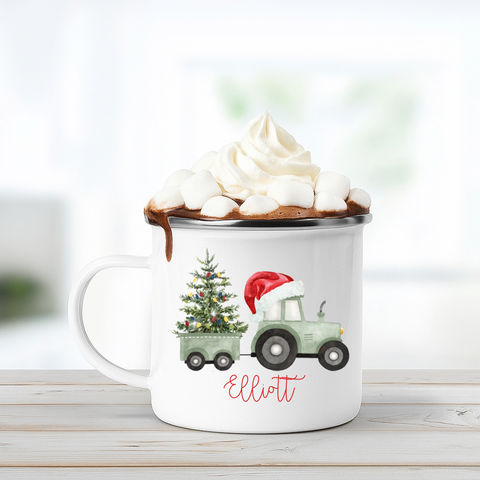 Personalised Tractor Enamel Mug