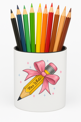 Personalised Bow Pen Pot