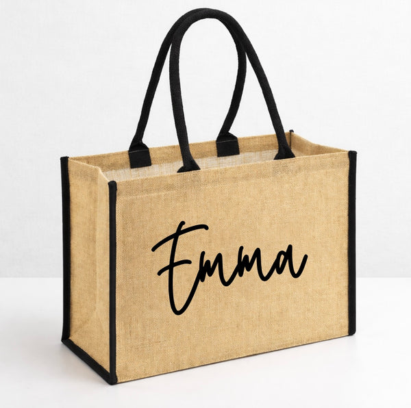 Personalised Black Contrast Tote Bag