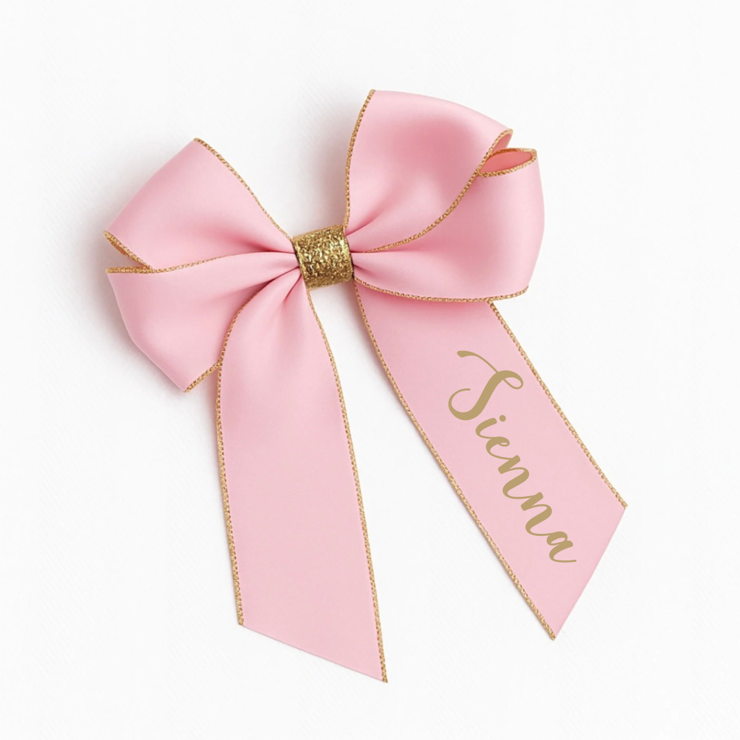 Personalised Pink Glitter Hair Bow