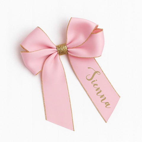 Personalised Pink Glitter Hair Bow