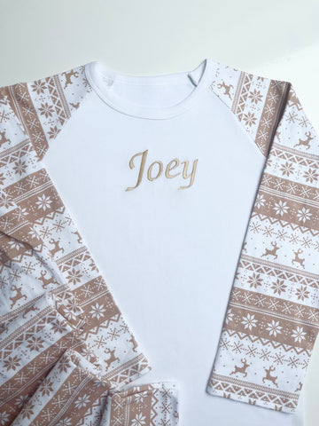Personalised Neutral Christmas Pyjamas