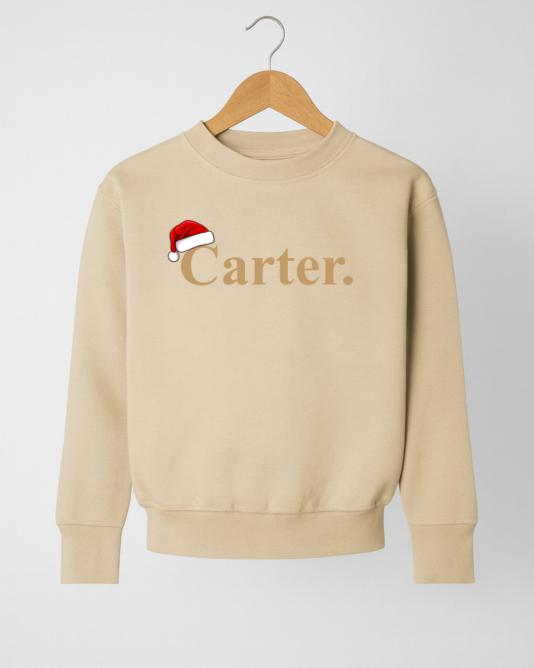 Personalised Santa Hat Sweatshirt in Natural