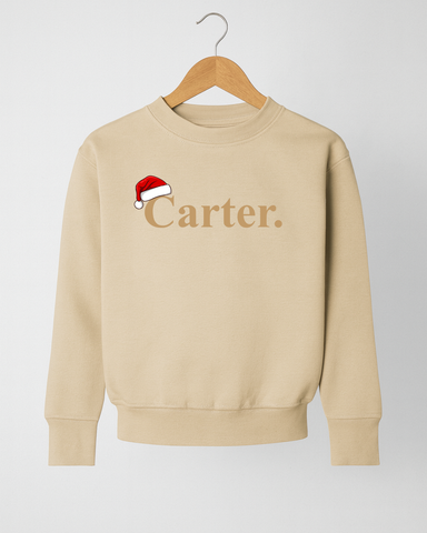 Personalised Santa Hat Sweatshirt in Natural
