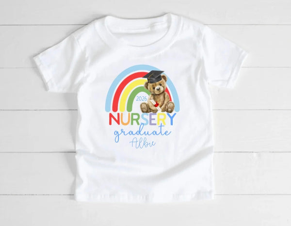 Personalised Rainbow Nursery Graduate T-Shirt