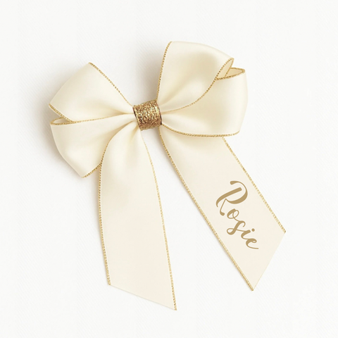 Personalised Cream Glitter Hair Bow