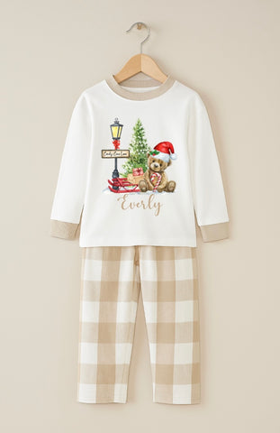 Personalised Natural Bear Christmas Pyjamas