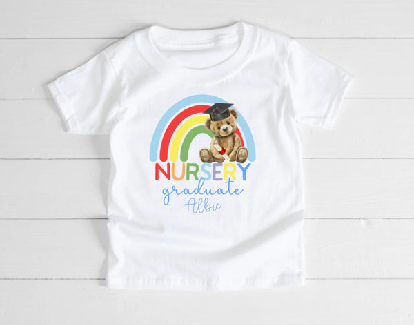 Personalised Rainbow Nursery Graduate T-Shirt
