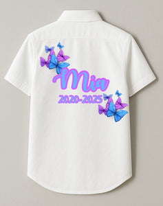 Personalised Blue Butterfly Leavers Shirt