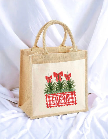 Personalised Red Bow Tote Bag