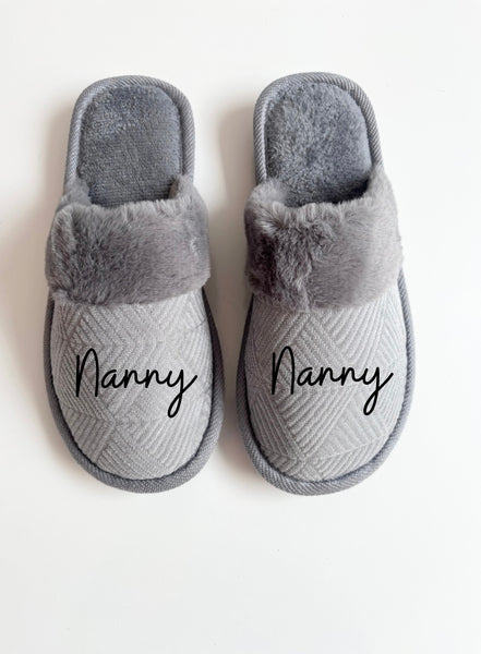 Personalised Grey Slippers