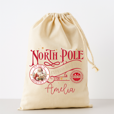 Personalised Natural Christmas Sack