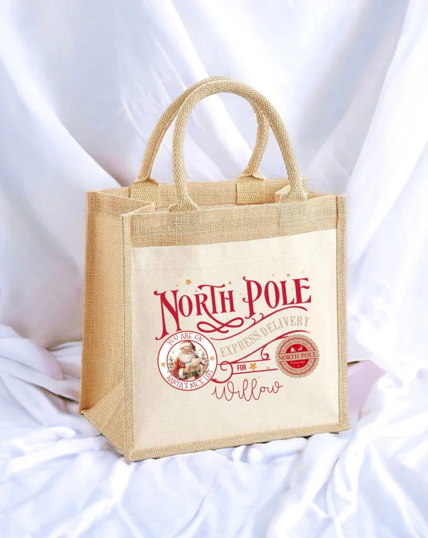Personalised Red North Pole Tote Bag