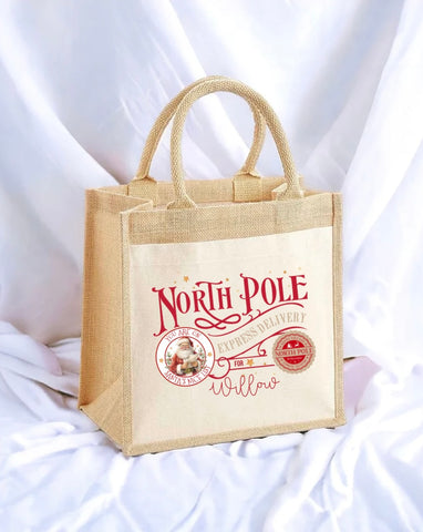 Personalised Red North Pole Tote Bag