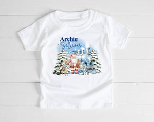 Personalised Blue Train T-Shirt