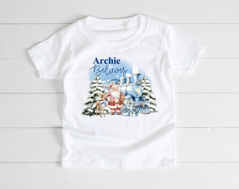 Personalised Blue Train T-Shirt