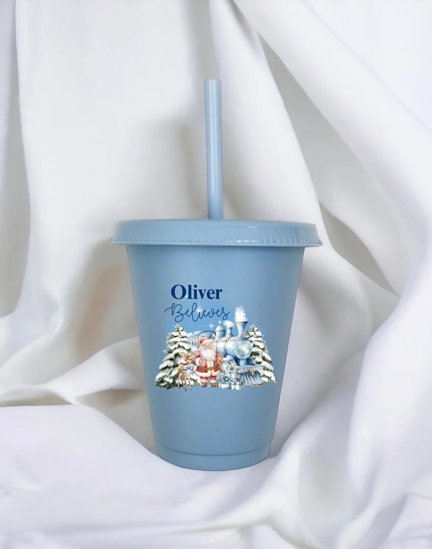 Personalised Blue Train Cold Cup